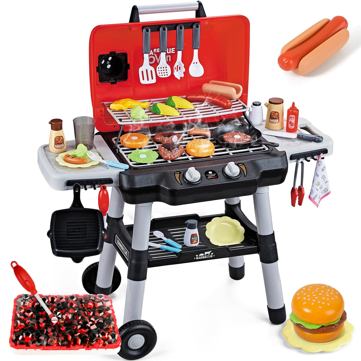 Shemira two-tier grill playset for spacious pretend cooking outdoors.