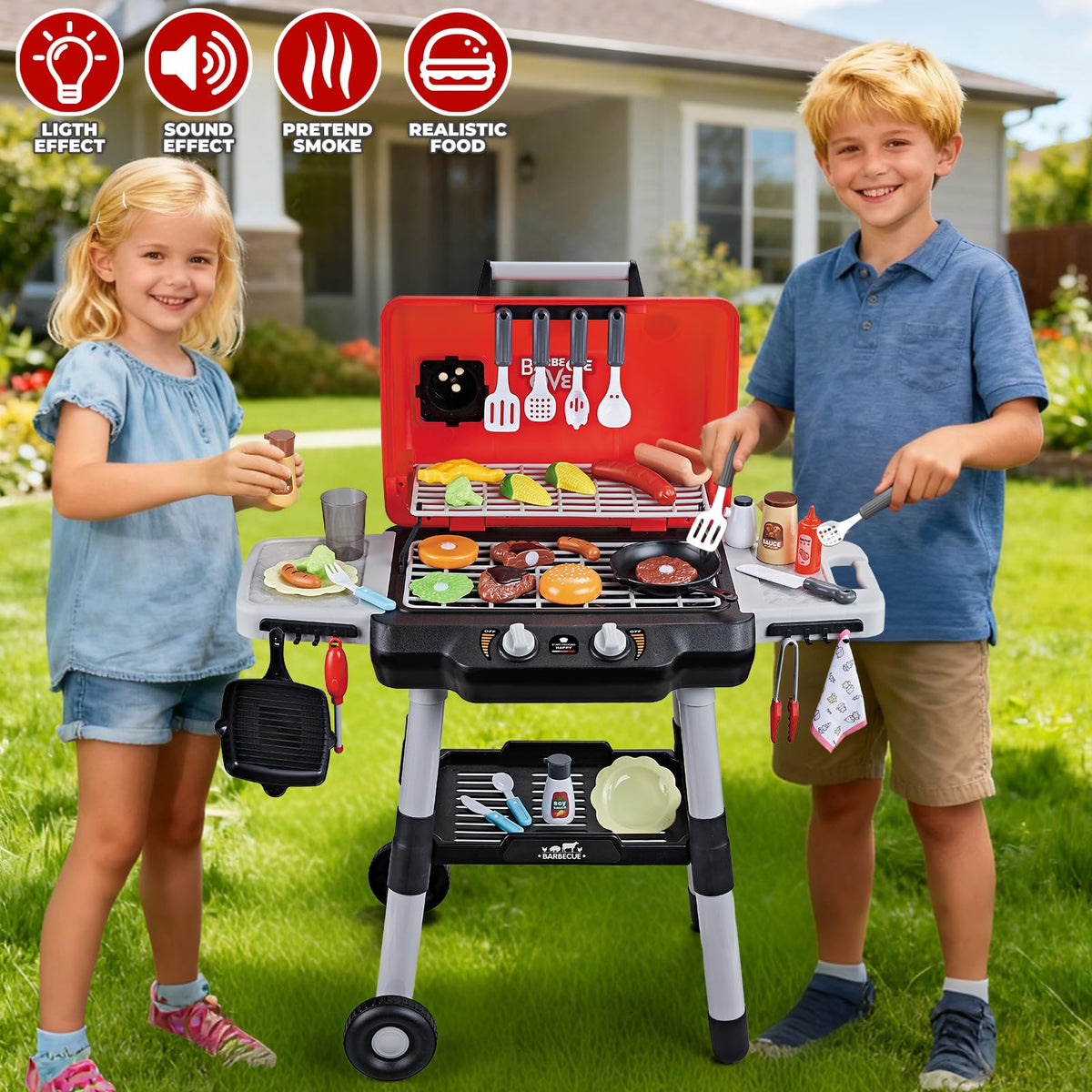 Shemira accessories kit includes tools and pretend food for imaginative play.