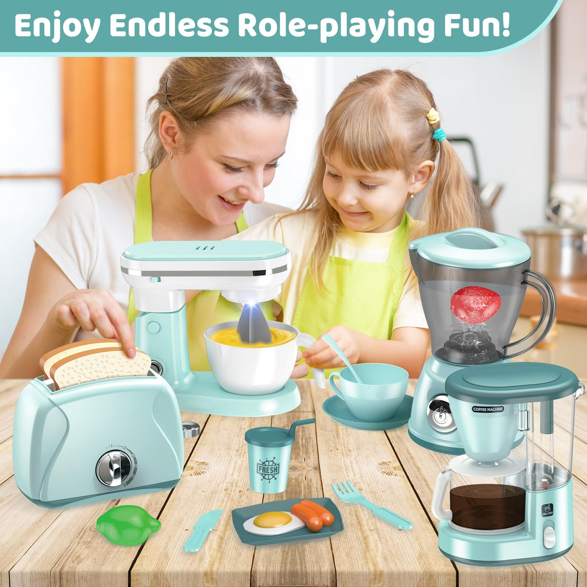 Shemira toaster with pop up toast inspiring realistic breakfast pretend play
