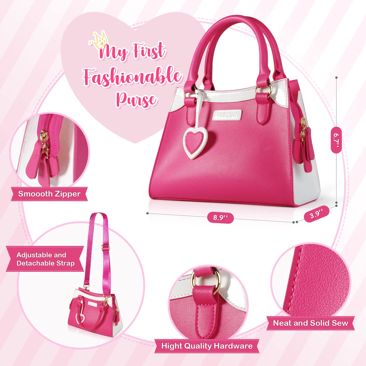 Shemira Play Purse pink side view with spacious interior