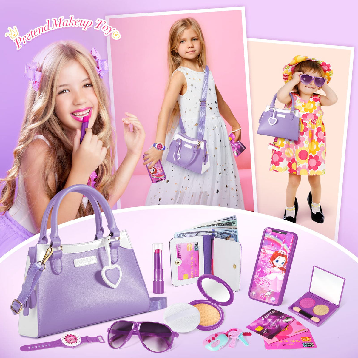 Shemira purse with adjustable strap for easy carry by little hands.