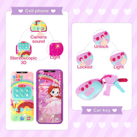 Shemira purse phone with light lets kids pretend photos.