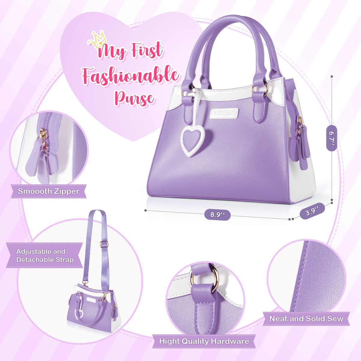 Shemira purse includes wallet and play money to help organize toys.