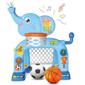 Shemira toddler basketball hoop with lights to spark active play and goal scoring.
