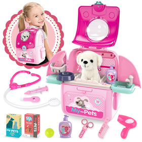 Shemira vet playset with plush dog for imaginative care
