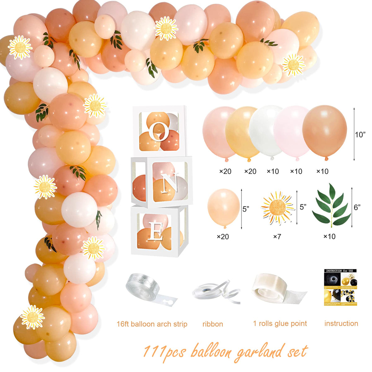 Shempeium pastel balloon garland decor creates soft ambiance for sweet first birthday photos.