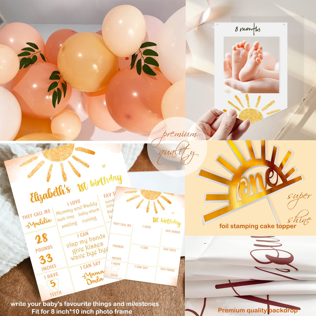 Shempeium sun charm table decor set creates a cohesive centerpiece for celebrations.