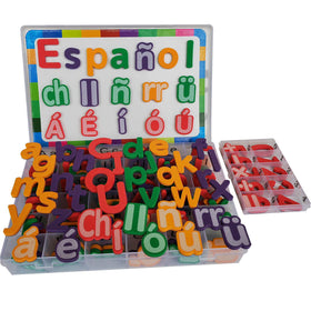 ShenVenga red uppercase magnetic letters on fridge for early literacy play