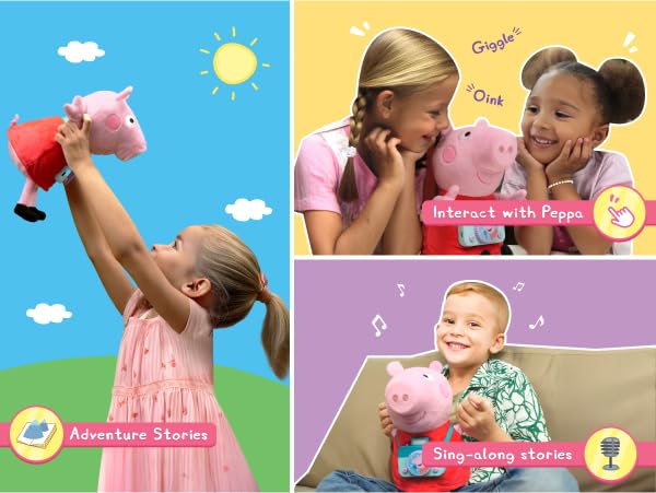 Shifu PlayShifu Peppa Pig plush in action with app content for screen-free pretend play.