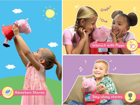 Shifu PlayShifu Peppa Pig plush in action with app content for screen-free pretend play.