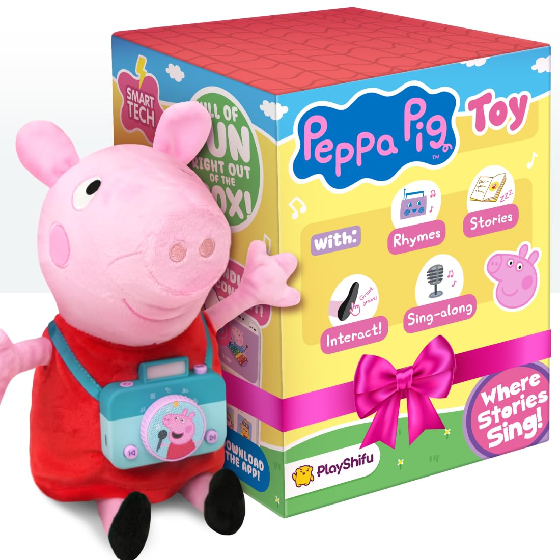 Shifu PlayShifu Peppa Pig plush with speaker for interactive storytelling.