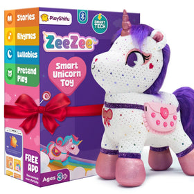 Shifu ZeeZee unicorn plush with built‑in speaker for interactive storytelling.