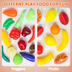 Shimfun realistic vegetables and fruits induce colorful, vivid pretend meals