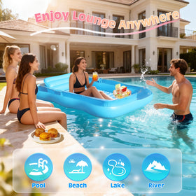Shinepool tanning pool lounger creates a backyard sunbathing oasis.