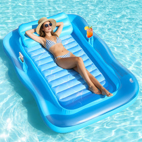 Shinepool inflatable tanning pool lounger 71x48 for spacious solo sunbathing.