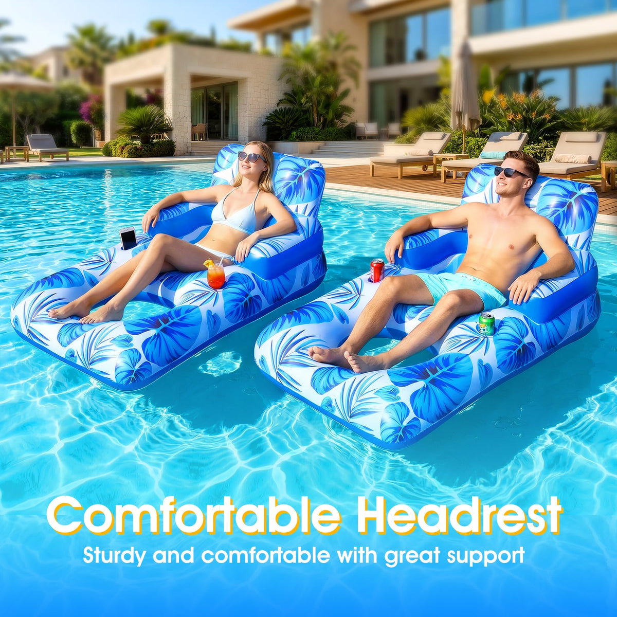Shinepool lounger with cup holder keeps drinks within reach while you drift