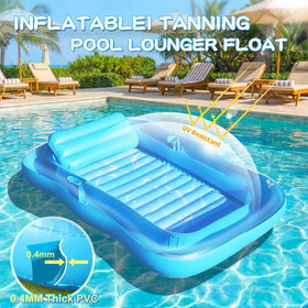 Shinepool tanning pool lounger grab handle enables easy entry.