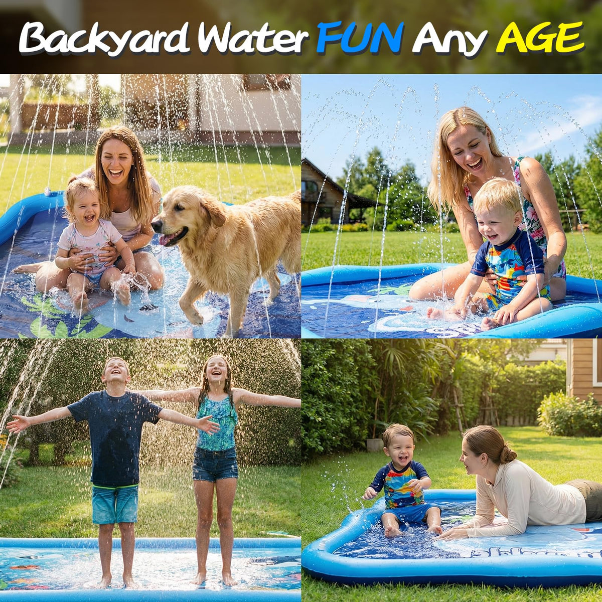 Shinepool 85 inch square splash pad offers wide play area