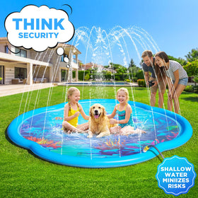 Shinepool splash pad built-in drain for quick water release.