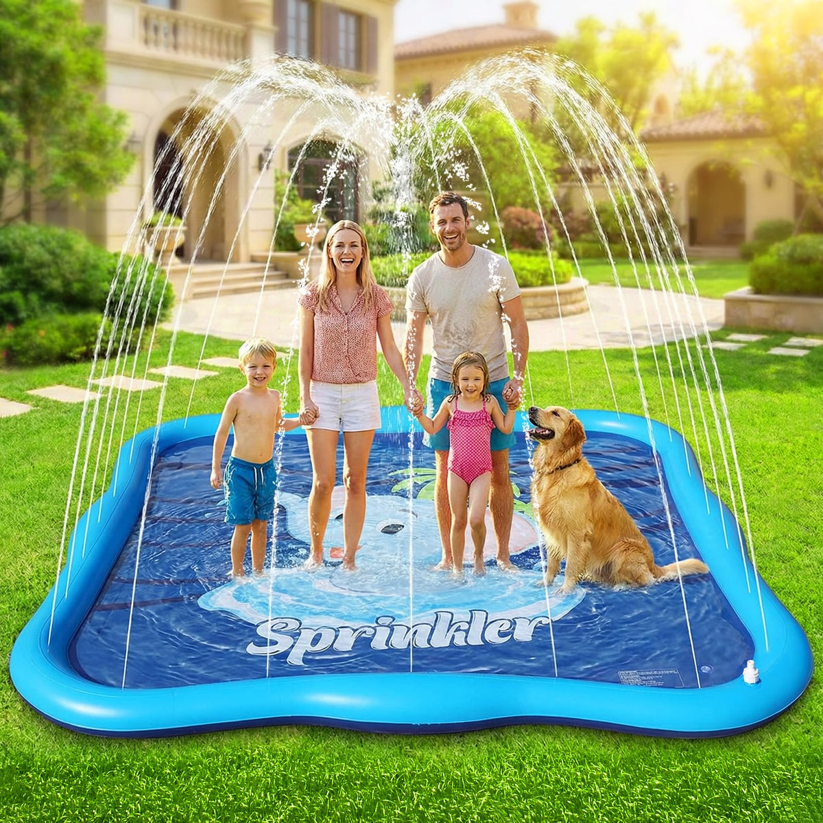 Shinepool elephant design splash pad in backyard for family fun