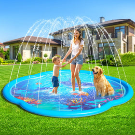 Shinepool Sea World 75-inch splash pad with ocean motif for cooling backyard play.