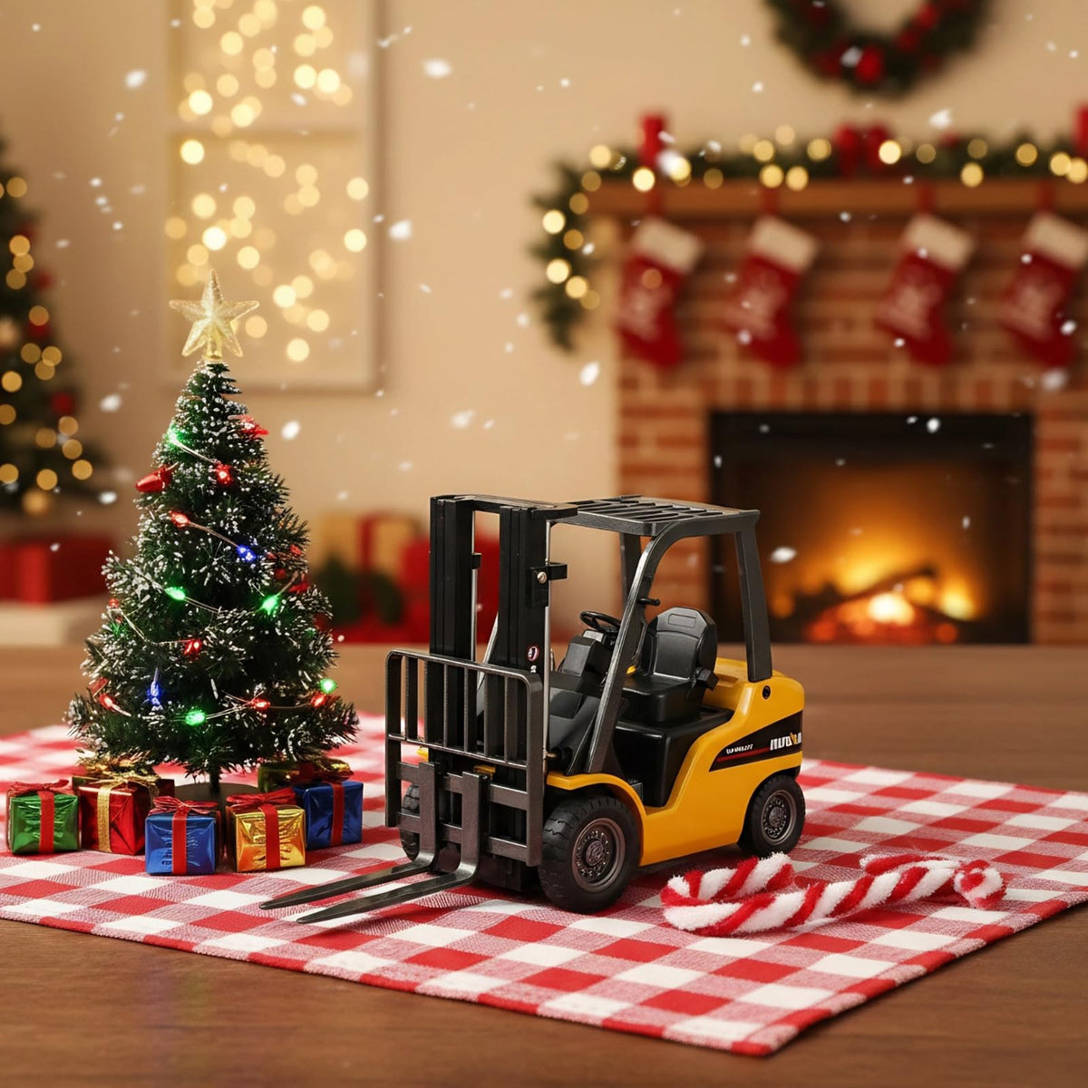 SHINESIGNAL Liftable Forklift Toy articulating arm elevates for interactive pretend work.