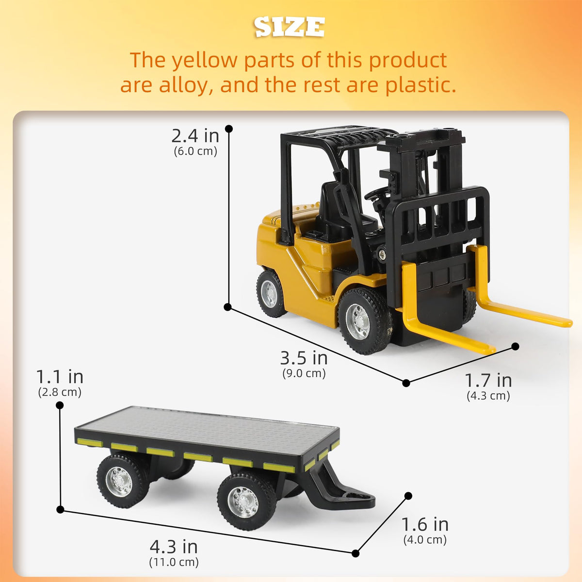 SHINESIGNAL RC Mini forklift 1:64 scale with textured paint and rubber tracks