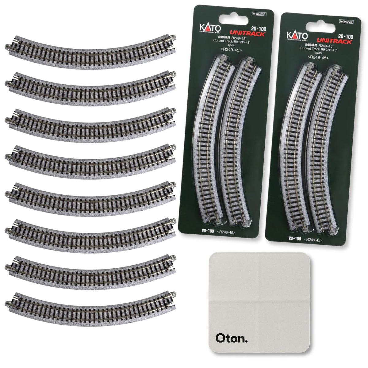 SHINEVATE KATO UnitTrack R249-45 curve pieces enable smooth N-scale turns.