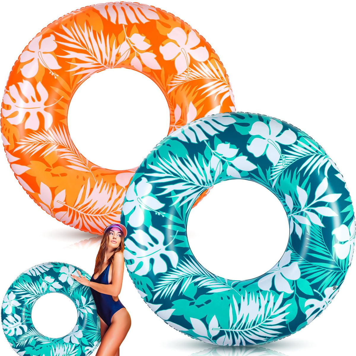 ShinyRelief dark-green 42-inch pool tube for adults, easy visibility and relaxation