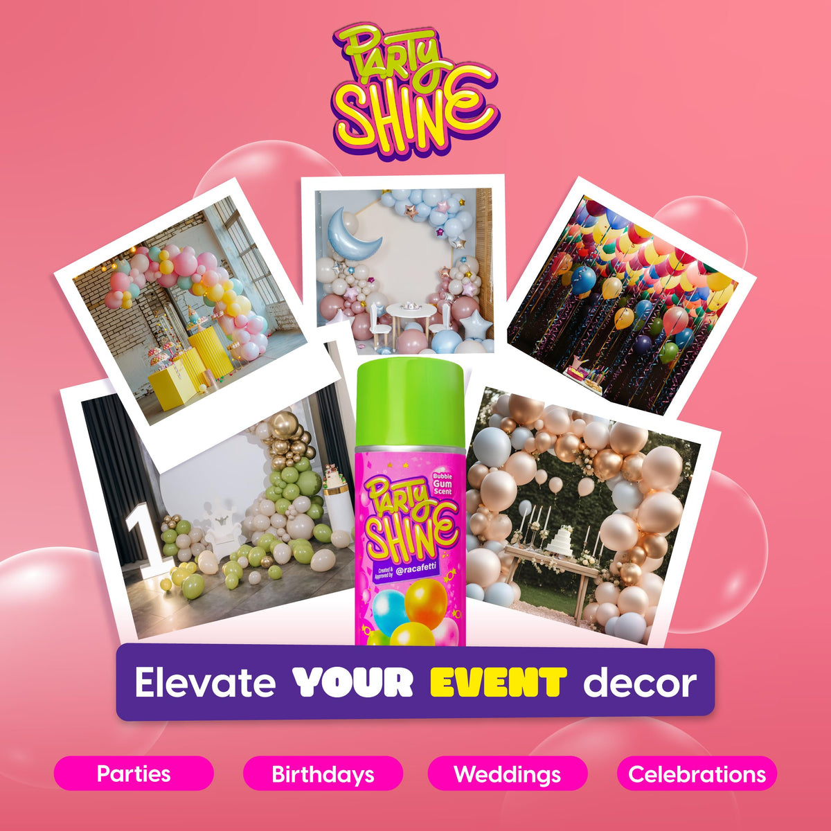 Shiny Fiesta 13oz bottle covers many balloons with long-lasting shine