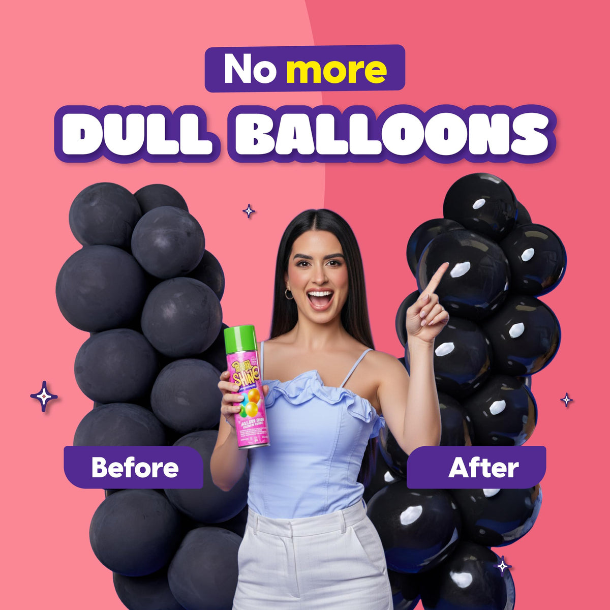 Shiny Fiesta waterproof spray keeps balloons shiny indoors and outdoors