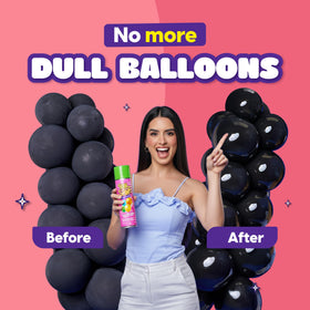 Shiny Fiesta waterproof spray keeps balloons shiny indoors and outdoors