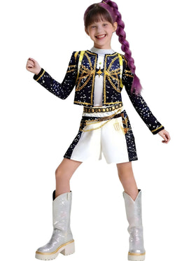 Shiny Unicorn Halloween costume kids jacket, soft fabric for comfortable movement.