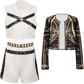 Shiny Unicorn Halloween costume kids top with black design, versatile cosplay.