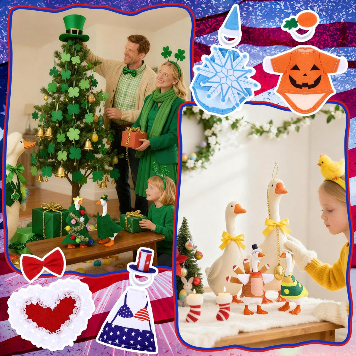 Shinylin Christmas goose dress-up kit enhances holiday porch scene