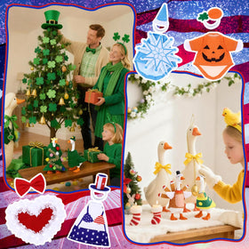Shinylin Christmas goose dress-up kit enhances holiday porch scene