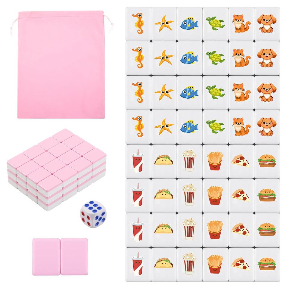 Shinylin Pink 2-Player Mahjong Set tiles for quick family play