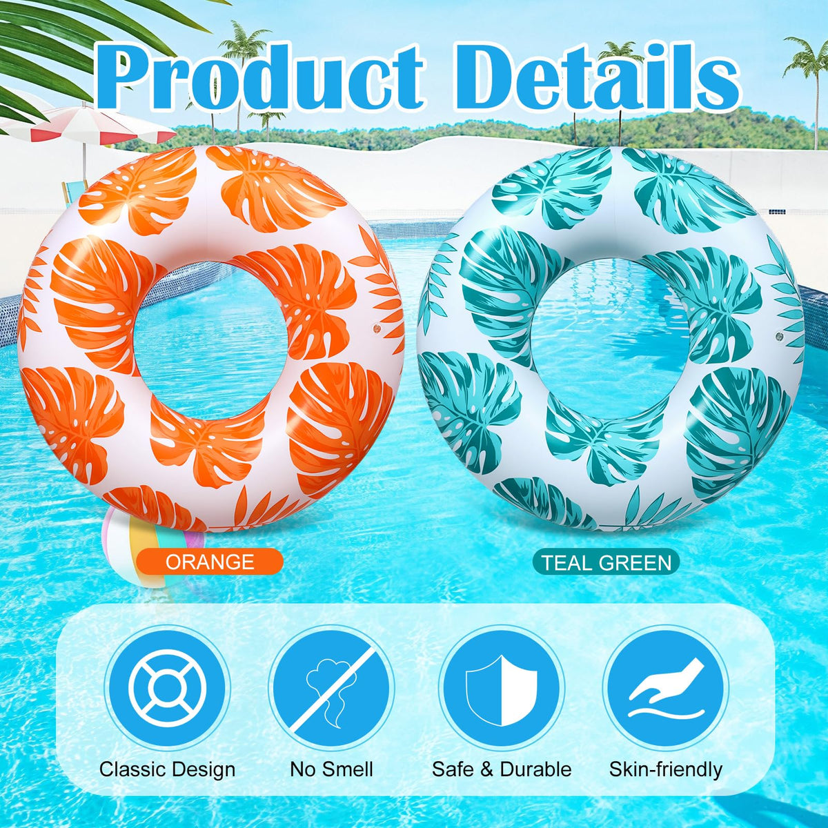 ShinyRelief adults 42inch pool float dark green and orange for easy visibility