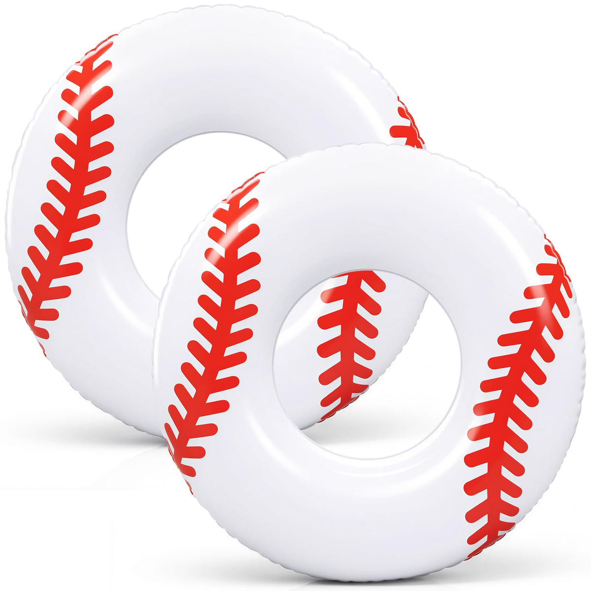 ShinyRelief baseball-pattern pool ring for adults at pool parties.