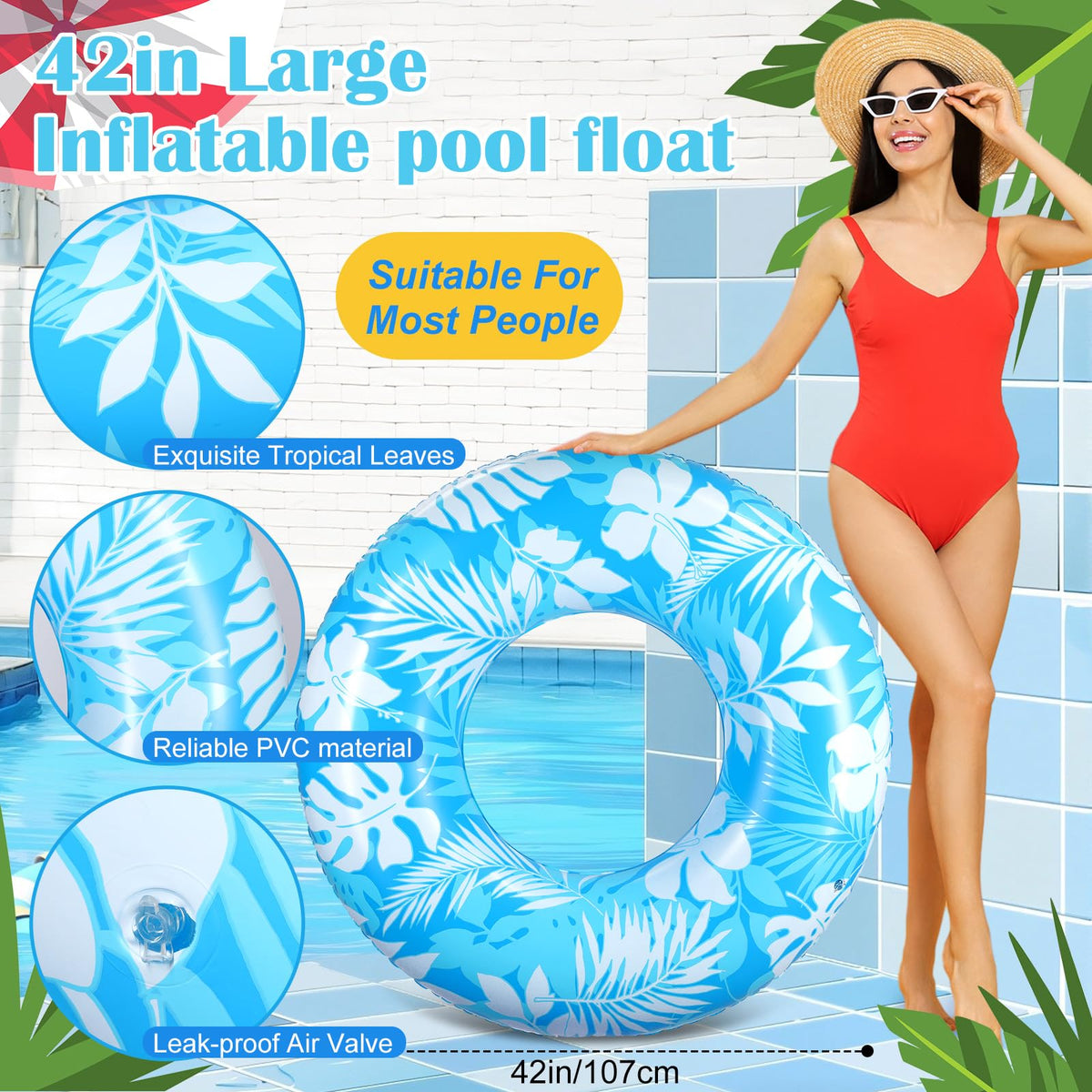 ShinyRelief inflatable pool rings in bright pink and blue for high visibility and fun.