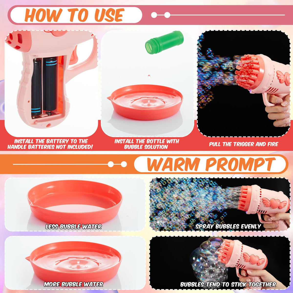 ShinyRelief bubble tray makes dipping easy for steady bubble output.