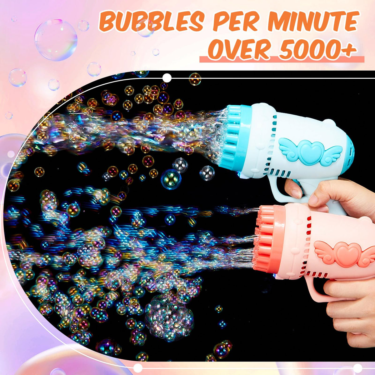 ShinyRelief bubble water bottle provides long-lasting, colorful bubbles.