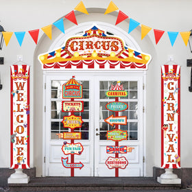 ShinyRelief circus awning decor for festive entrance and photo moments.