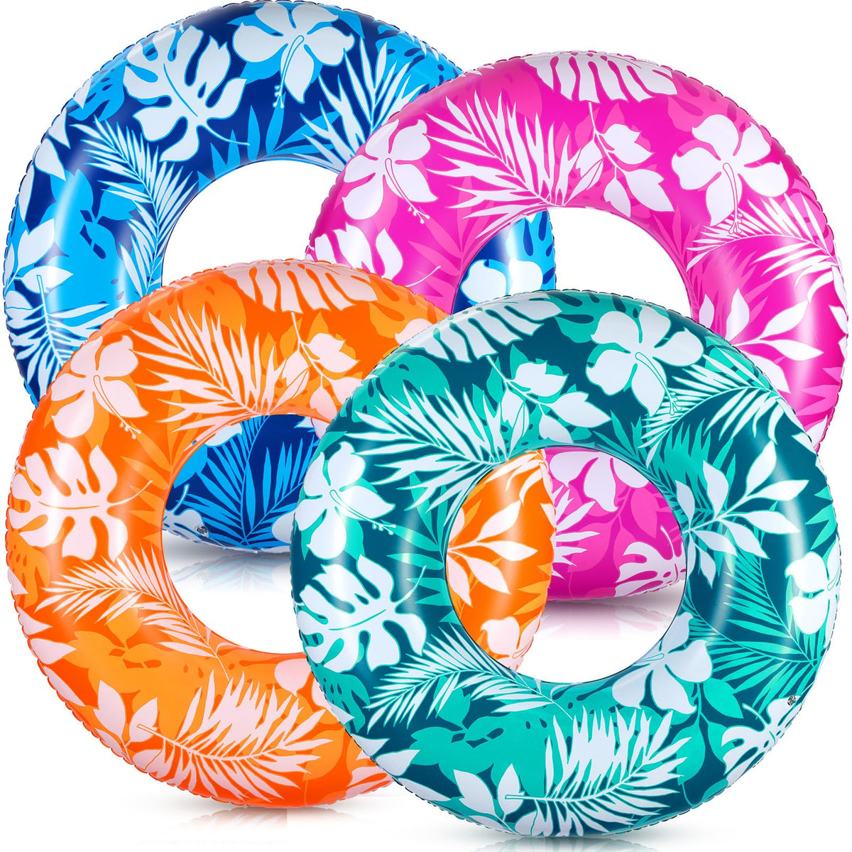 ShinyRelief pool tubes in blue leaf pattern offer stylish visibility for adults.