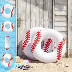 ShinyRelief soccer-pattern pool ring brightens lake floats.