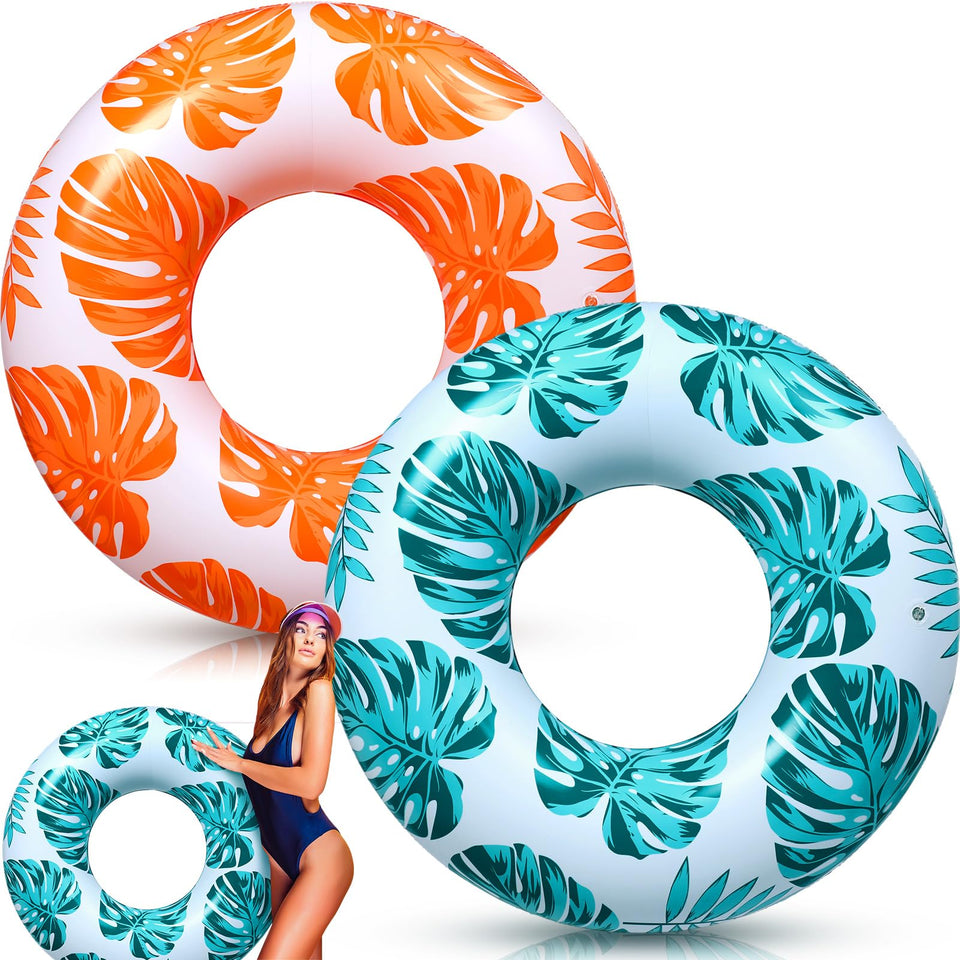 ShinyRelief tropical leaf design pool float 2-pack for colorful pool days