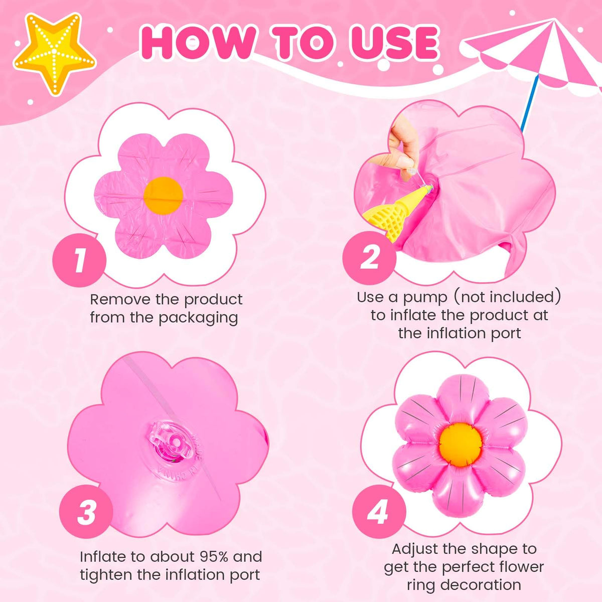 ShinyRelief pink daisy pool floats add whimsy to water parties and celebrations.