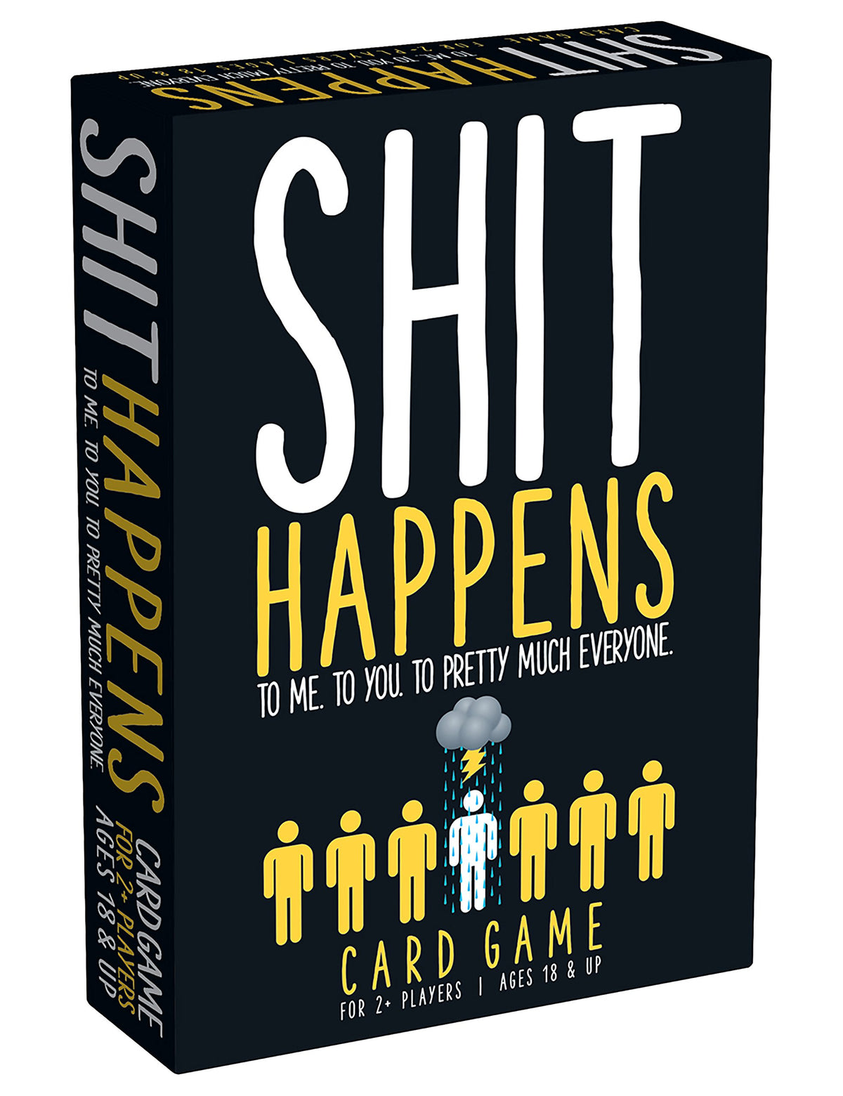 Shit Happens 18+ card game on table, inviting lively conversations and shared misfortune stories.