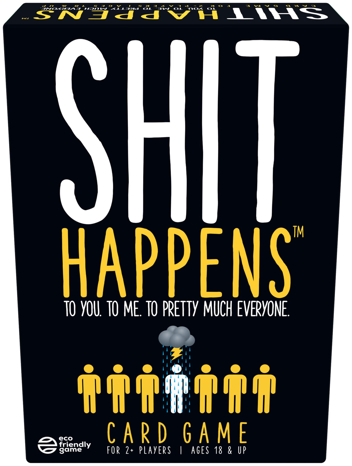 Shit Happens Misery Index cards spread at a party for playful rank-and-laugh moments.