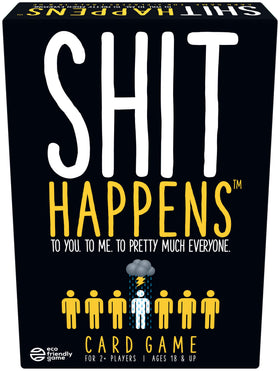 Shit Happens Misery Index cards spread at a party for playful rank-and-laugh moments.